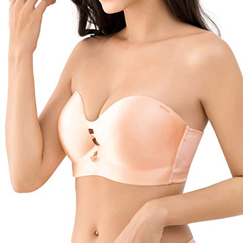 FEOYA - Sujetador Bandeau para Mujer sin Tirantes Tallas Grandes Push Up de Silicona Invisible Sostén Bra Top Transpirable Tela Suave