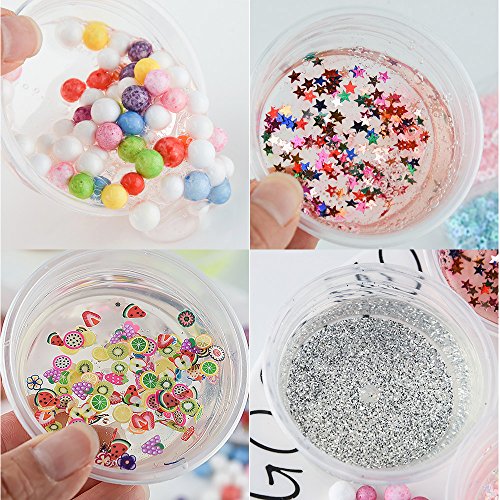 FEPITO 35 Pcs Slime Kit incluyen bolas pecera, Bolas espuma, Glitter, confeti, Contenedores almacenamiento, Herramientas lodo para el arte del bricolaje Slime hecho en casa(No contiene limo)
