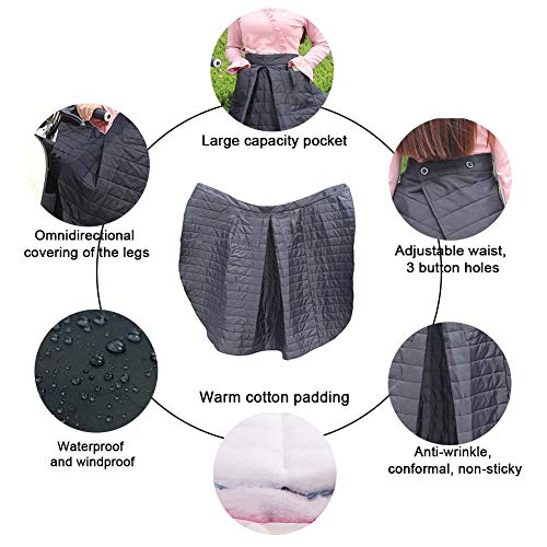 fervory Cubrepiernas para Scooter Invierno Riding Falda de algodón a Prueba de Viento Rodilla Cintura Pierna Cubierta Impermeable Moto eléctrica Cubierta a Prueba de Viento