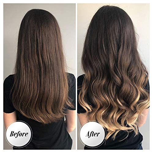 FESHFEN Extensiones de Hilo Invisible sin Clip de una pieza Halo extensiones de cabello secreto línea de pescado extensiones de pelo ondulado sintético 46cm 130g