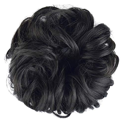 FESHFEN Moño Postizo Rizado, Coletero Postizo Sintético Moño Postizos de Pelo Natural Rizado Ondulado Postizo recogidos Coletero para Mujeres Coleta Extensiones de Cabello