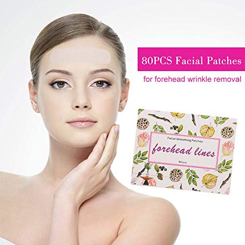 Fesjoy Parches faciales Almohadillas de eliminación de arrugas en la frente 80PCS Parches de arrugas en la frente Tratamiento antiarrugas Reutilizable y adhesivo Alisado Parches de arrugas para la fre