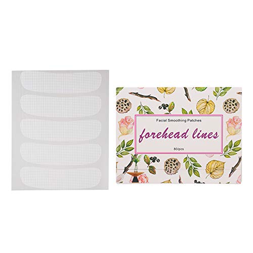 Fesjoy Parches faciales Almohadillas de eliminación de arrugas en la frente 80PCS Parches de arrugas en la frente Tratamiento antiarrugas Reutilizable y adhesivo Alisado Parches de arrugas para la fre