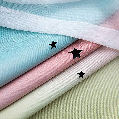 Festnight Cortinas opacas con estrellas, para niños y niñas, para el salón o el dormitorios, doble capa, diseño colorido, 1 panel, poliéster, Rosa, 53"W x 95"L
