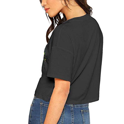 fffdaww Jamaica Flag Ink Spatter Womens Crop Tops Short Sleeve T Shirt, Basal Tops tee for Summer Gym