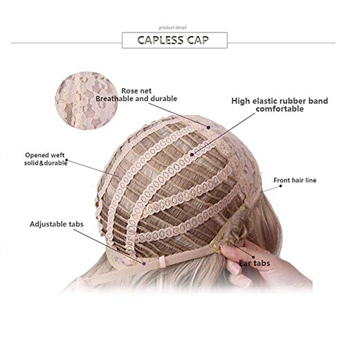 FFWIGS ASBBS 28" Rubia Largo Ola Pelucas Centro Separada Ombre Marrón Sintético Calor Resistente Rizado Pelo Peluca por Mujer Diario Vestir 250g