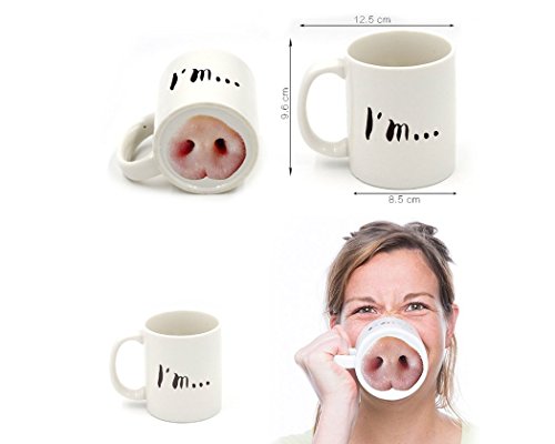 FGF Lovely Pink Pig Nose Taza de Cerámica Taza de café Té Leche Beba Tazas como Regalo Divertido y único para Navidad o Cumpleaños