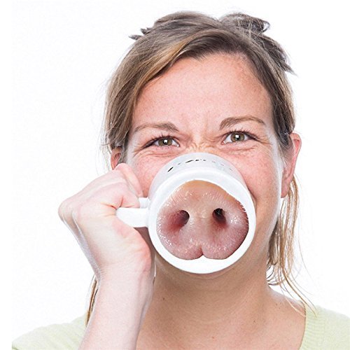 FGF Lovely Pink Pig Nose Taza de Cerámica Taza de café Té Leche Beba Tazas como Regalo Divertido y único para Navidad o Cumpleaños