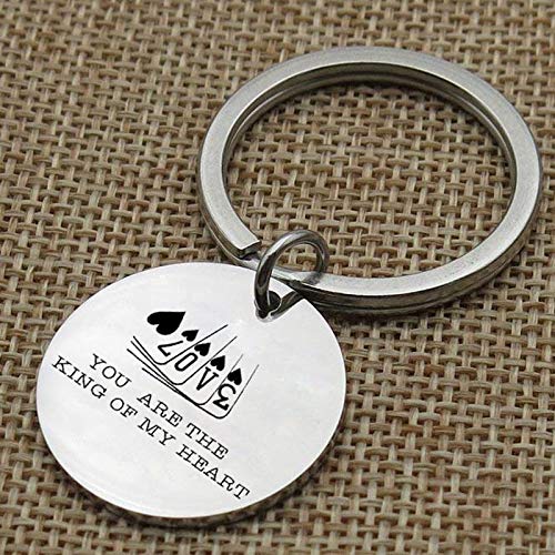 FGHHT Llaveros Grabados Esposo Esposa Llaveros Novio Novia Regalos. Eres el Rey de mi corazón Key Charms Regalos de Boda