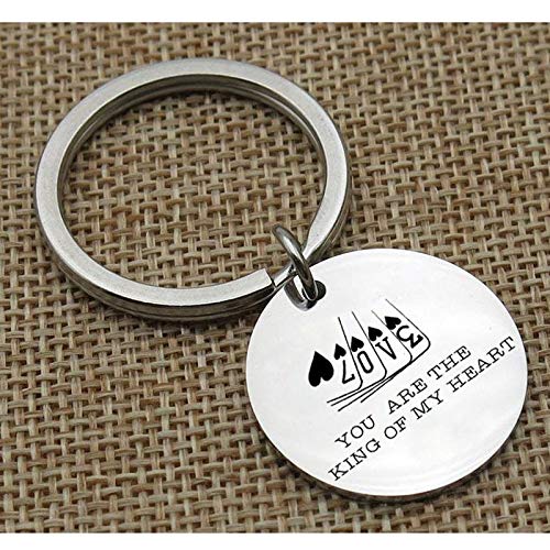 FGHHT Llaveros Grabados Esposo Esposa Llaveros Novio Novia Regalos. Eres el Rey de mi corazón Key Charms Regalos de Boda