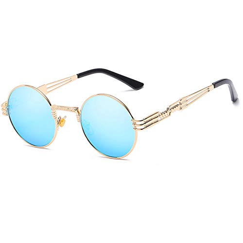 FGRYGF-eyewear Gafas de sol deportivas, gafas de sol vintage, Steampunk Goggles Sunglasses Men Women Vintage Round Sun Glasses For UV400 Female Male Retro Oculos QF022 QF022-C9