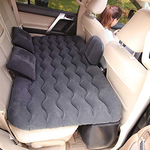 FHISAO Colchón Inflable con Bomba de Aire/Inflable colchón de la Cama de Coches monovolumen del Asiento Trasero del colchón extendido-For Sleep Reposo y Movimiento íntimo,Negro
