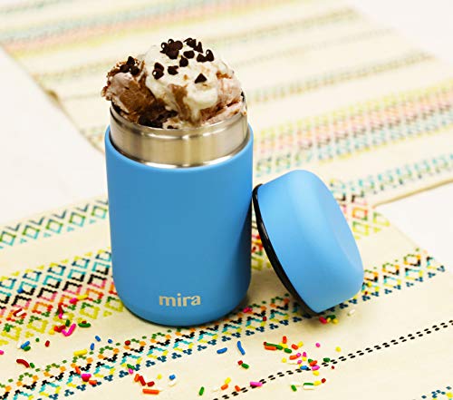 Fiambrera de MIRA. Fiambrera con Termo de Acero Inoxidable y Cierre al Vacío, de 400 ml (13.5 oz), Cielo Azul