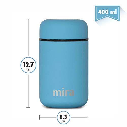 Fiambrera de MIRA. Fiambrera con Termo de Acero Inoxidable y Cierre al Vacío, de 400 ml (13.5 oz), Cielo Azul