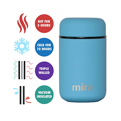 Fiambrera de MIRA. Fiambrera con Termo de Acero Inoxidable y Cierre al Vacío, de 400 ml (13.5 oz), Cielo Azul