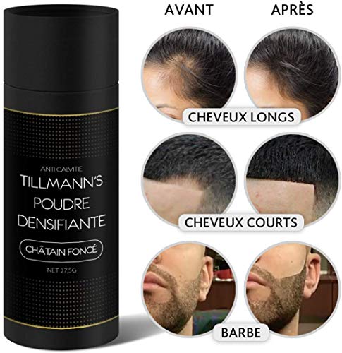 Fibras Capilares Castaño Oscuro 2 Unidades de 27.5 g – 100% Natural Fibra Capilar Para Mujeres y Hombres – Queratina Para el Cabello – Disimula la Calvicie Al Instante