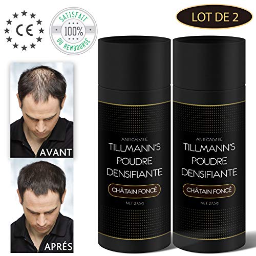 Fibras Capilares Castaño Oscuro 2 Unidades de 27.5 g – 100% Natural Fibra Capilar Para Mujeres y Hombres – Queratina Para el Cabello – Disimula la Calvicie Al Instante