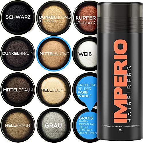 Fibras capilares Imperio – Para disimular la caída de cabello – Microfibras naturales de algodón resistentes – Rubio medio