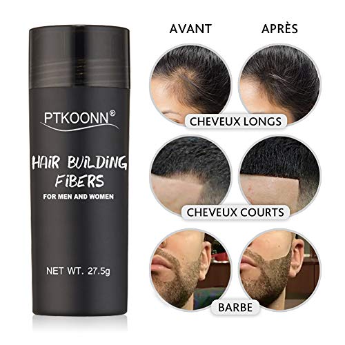 Fibras Capilares,Hair Building Fibers,Hair Loss Concealer,Fibre Construcción de pelo Fibras de Cabello Naturales Negro 27.5g