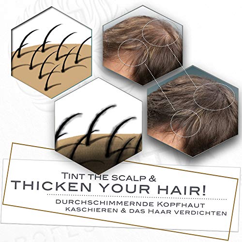 Fidentia corrector para el cabello - polvo para el cabello para espesar, ocultar la base, cubierta para el cabello gris - 12g marrón medio oscuro