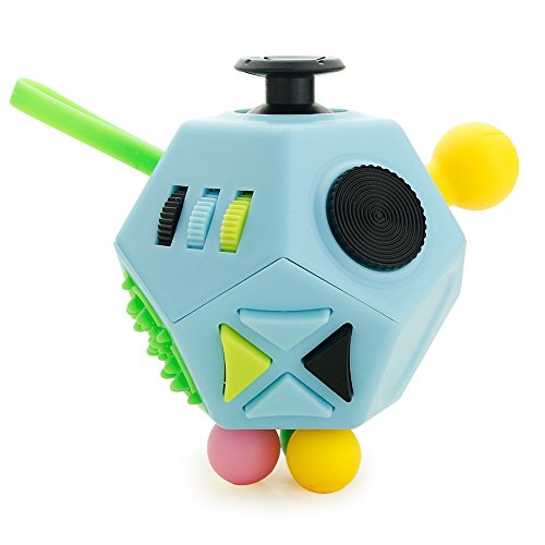 Fidget cubo II juguetes antiestrés actualizados 12 lados gadgets dodecaedro ayudan a reducir el estrés, la ansiedad, el nerviosismo o el tiempo de matar a los niños adultos con TDAH Autismo Azul claro