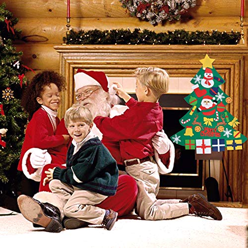 Fieltro Árbol de Navidad, Outgeek DIY Decoración del árbol de Navidad Decoración Colgante para Niños Regalo de Navidad con 30PCS Ornamento de Navidad