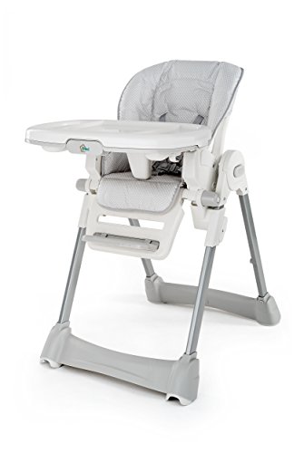 Fillikid Baby Trona - Silla de bebé desde el nacimiento, asiento reclinable, cojin acolchado, cinturón, mesa con bandeja extraíble - altura ajustable y plegable | Gris Blanco
