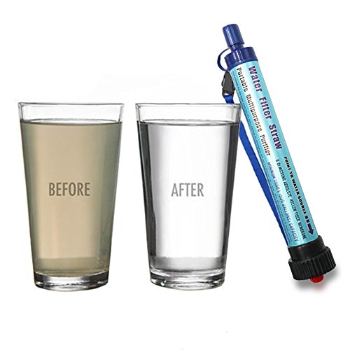 Filtro de Agua DeFe 2000L Personal Sistema de Filtración de Agua 0.01 Micron Mini Purificador de Agua Portátil para Excursionismo Campamento Acampada Supervivencia y Preparación de Emergencias (Azul)