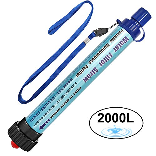 Filtro de Agua DeFe 2000L Personal Sistema de Filtración de Agua 0.01 Micron Mini Purificador de Agua Portátil para Excursionismo Campamento Acampada Supervivencia y Preparación de Emergencias (Azul)