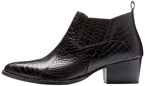 find. Croc Embellished Leather Botines, Negro Black, 38 EU