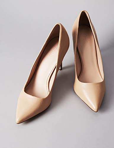 find. Point High Heel Leather Court Zapatos de Tacón, Beige, 37 EU