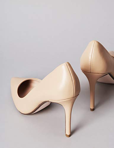 find. Point High Heel Leather Court Zapatos de Tacón, Beige, 37 EU