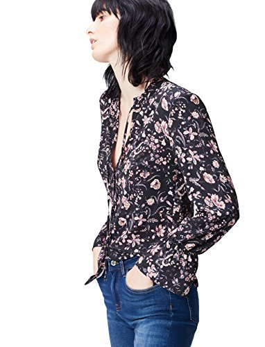 find. Top con Volantes en la Manga para Mujer , Negro (Black Mix), 36 (Talla del Fabricante: X-Small)