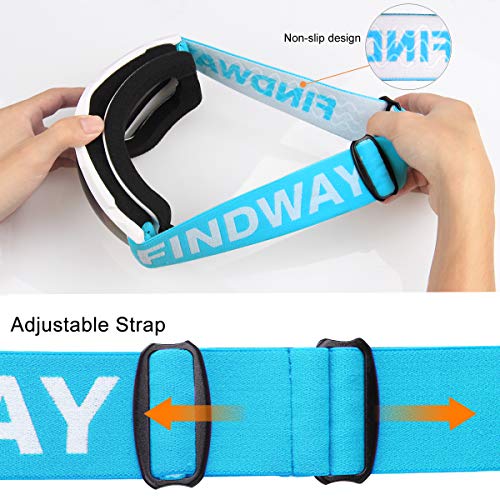 findway Gafas de Esquí,Máscara Gafas Esqui Snowboard Nieve Espejo para Hombre Mujer Adultos Juventud Jóvenes, Anti Niebla Gafas de Esquiar OTG,Protección UV Azul Esférica Lentes