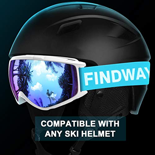 findway Gafas de Esquí,Máscara Gafas Esqui Snowboard Nieve Espejo para Hombre Mujer Adultos Juventud Jóvenes, Anti Niebla Gafas de Esquiar OTG,Protección UV Azul Esférica Lentes