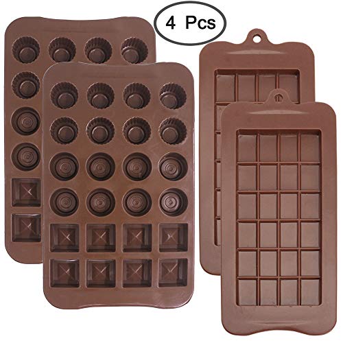 FineGood 4 moldes de silicona para chocolate, antiadherentes, proteínas y energía, bandeja para cubitos de hielo, molde para cocina