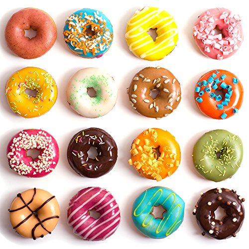 FineGood FG molds_3 - Juego de 3 moldes de silicona con forma de donut, 6 cavidades antiadherentes, para hacer galletas, magdalenas, pasteles, bagels, naranja, rojo rosa, verde