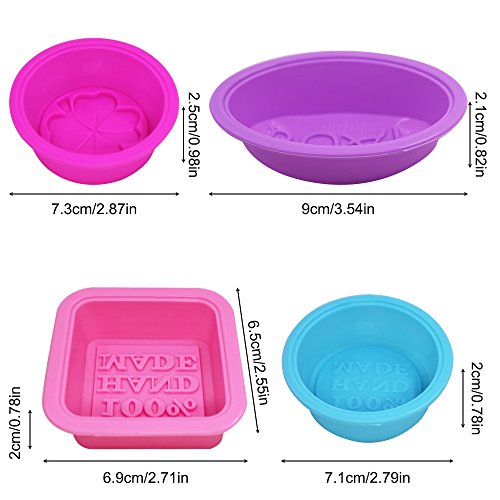 FineGood - Moldes para hacer jabón, silicona suave, apto para uso alimentario, para hacer magdalenas, magdalenas, hacer manualidades, color rosa, azul, rojo rosa, morado
