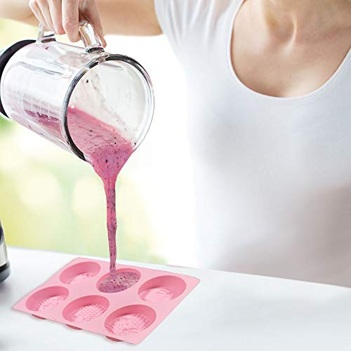 FineGood - Moldes para hacer jabón, silicona suave, apto para uso alimentario, para hacer magdalenas, magdalenas, hacer manualidades, color rosa, azul, rojo rosa, morado