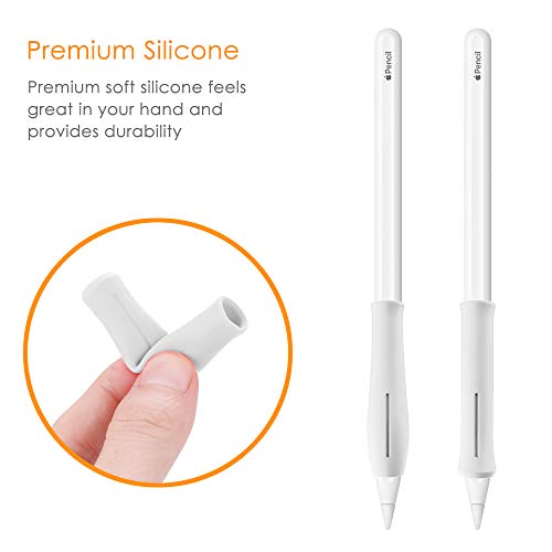 Fintie 2 Piezas Cubierta Compatible con Apple Pencil (2.ª Generación /1.ª Generación) - Funda Protectora de Silicona para Mejorar la Comodidad, Blanco