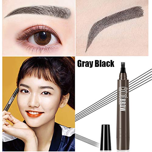 FinWell 4 Points Eyebrow Pen Waterproof Fork Tip Long Last Sweat-Proof Eyebrow Pencil Facial Makeup Tools
