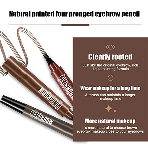 FinWell 4 Points Eyebrow Pen Waterproof Fork Tip Long Last Sweat-Proof Eyebrow Pencil Facial Makeup Tools