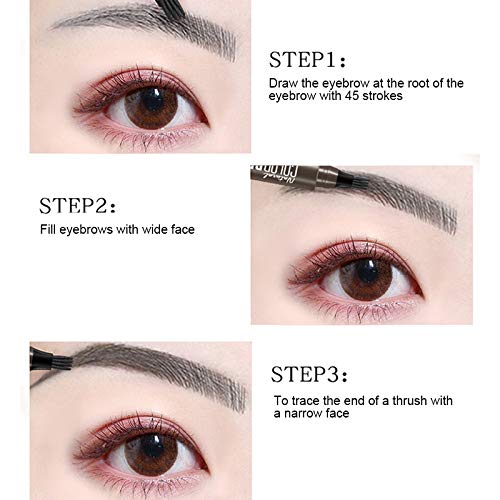 FinWell 4 Points Eyebrow Pen Waterproof Fork Tip Long Last Sweat-Proof Eyebrow Pencil Facial Makeup Tools