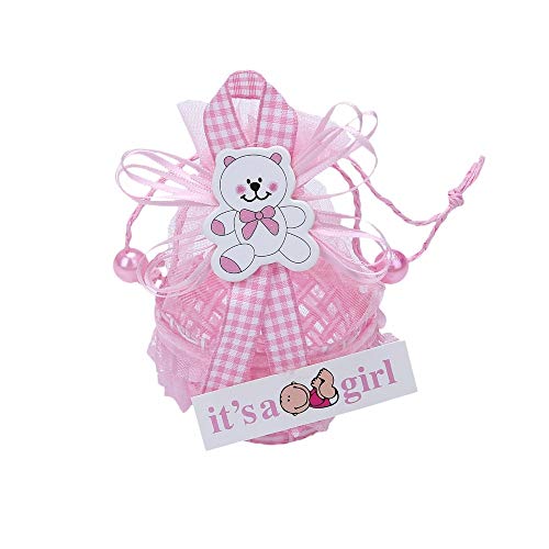 FireAngels 12 piezas DIY Bear Pattern/Cute Duck Cumpleaños Baby Shower Party Favors Basket Candy Box con cintas bautizo niño niña cajas de regalo Pink-Bear
