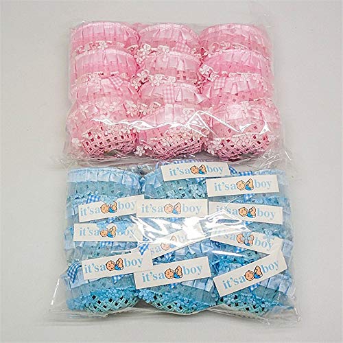 FireAngels 12 piezas DIY Bear Pattern/Cute Duck Cumpleaños Baby Shower Party Favors Basket Candy Box con cintas bautizo niño niña cajas de regalo Pink-Bear