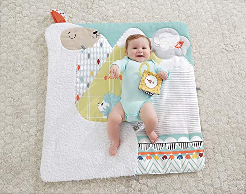 Fisher-Price Gimnasio sensorial llama, manta de juego para bebés recién nacidos (Mattel GKD45)