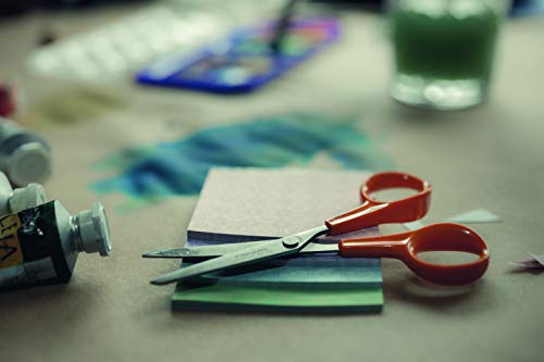 Fiskars Hobby Tijeras Punta Redondeada, Longitud: 13 cm, Para diestros y zurdos, Hoja de acero inoxidable/Mangos de plástico, Naranja, Classic, 1005154