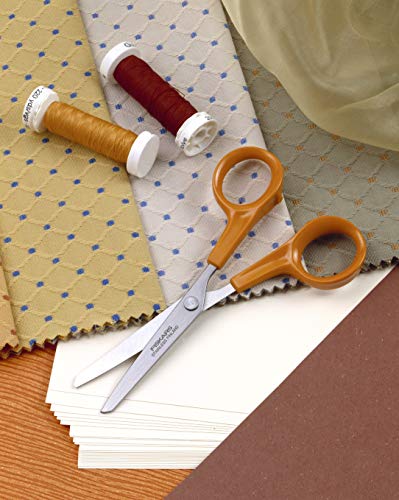 Fiskars Hobby Tijeras Punta Redondeada, Longitud: 13 cm, Para diestros y zurdos, Hoja de acero inoxidable/Mangos de plástico, Naranja, Classic, 1005154
