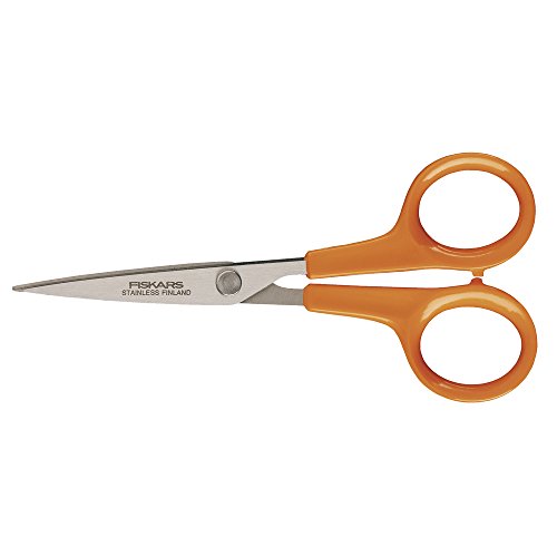 Fiskars Tijeras de costura Micro-Tip, Longitud: 13 cm, para diestros y zurdos, Hoja de acero inoxidable/Mangos de plástico, Naranja, Classic, 1005153
