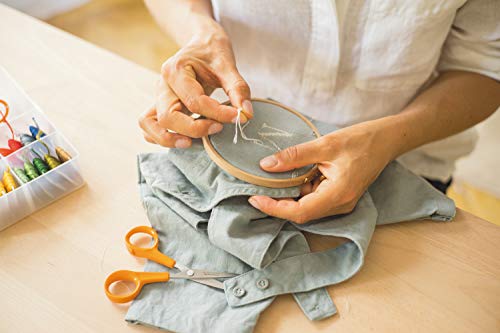 Fiskars Tijeras de costura Micro-Tip, Longitud: 13 cm, para diestros y zurdos, Hoja de acero inoxidable/Mangos de plástico, Naranja, Classic, 1005153